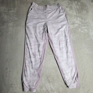 Athleta Jogger Pant‎ Brooklyn Women 10 Light Gray Camo In Shasta Purple Lined